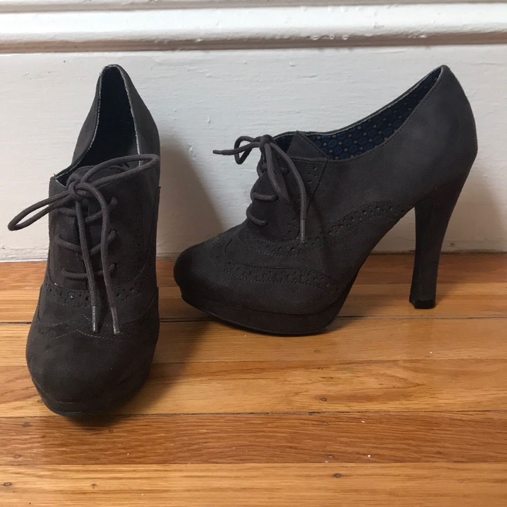 Gray heel booties
